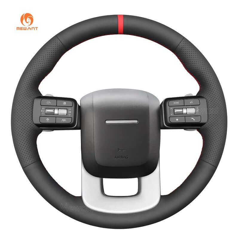 MEWANT Hand Stitch Car Steering Wheel Cover for Hyundai Santa Fe 2024 - Alcantara, Leather, Carbon Fiber, Easy Install, Non - Slip, Best Steering Wheel Cover