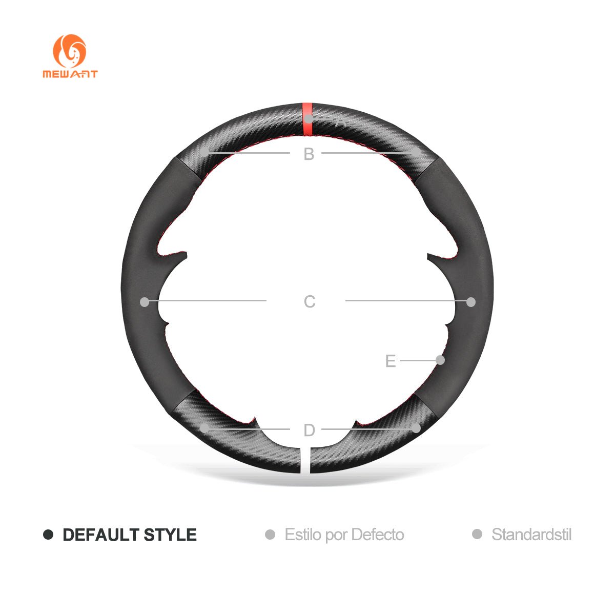 MEWANT Hand Stitch Car Steering Wheel Cover for Hyundai Veloster 2019 / i30 2017 - 2019 / Elantra 2019 - Alcantara, Leather, Carbon Fiber, Easy Install, Non - Slip, Best Steering Wheel Cover