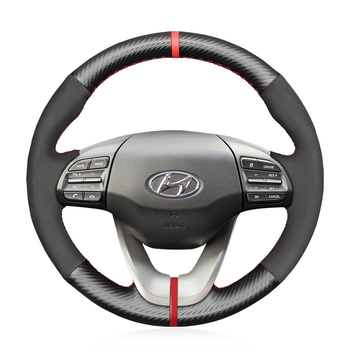 MEWANT Hand Stitch Car Steering Wheel Cover for Hyundai Veloster 2019 / i30 2017 - 2019 / Elantra 2019 - Mewant Cover