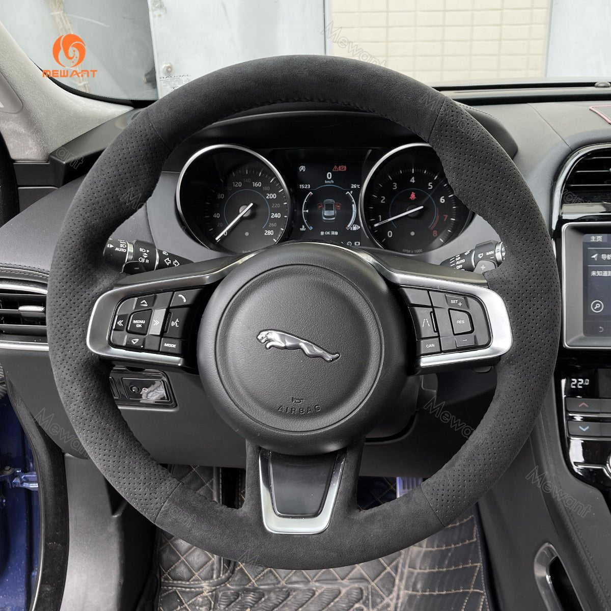 MEWANT Hand Stitch Car Steering Wheel Cover for Jaguar E - Pace / Jaguar F - Pace / Jaguar XE / Jaguar XF - Mewant Cover