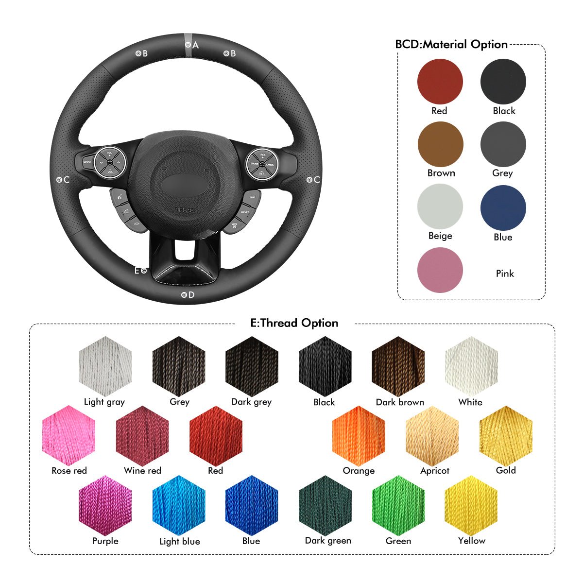 MEWANT Hand Stitch Car Steering Wheel Cover for Kia Soul 2014 - 2019 - Mewant Cover