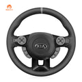 MEWANT Hand Stitch Car Steering Wheel Cover for Kia Soul 2014 - 2019 - Alcantara, Leather, Carbon Fiber, Easy Install, Non - Slip, Best Steering Wheel Cover