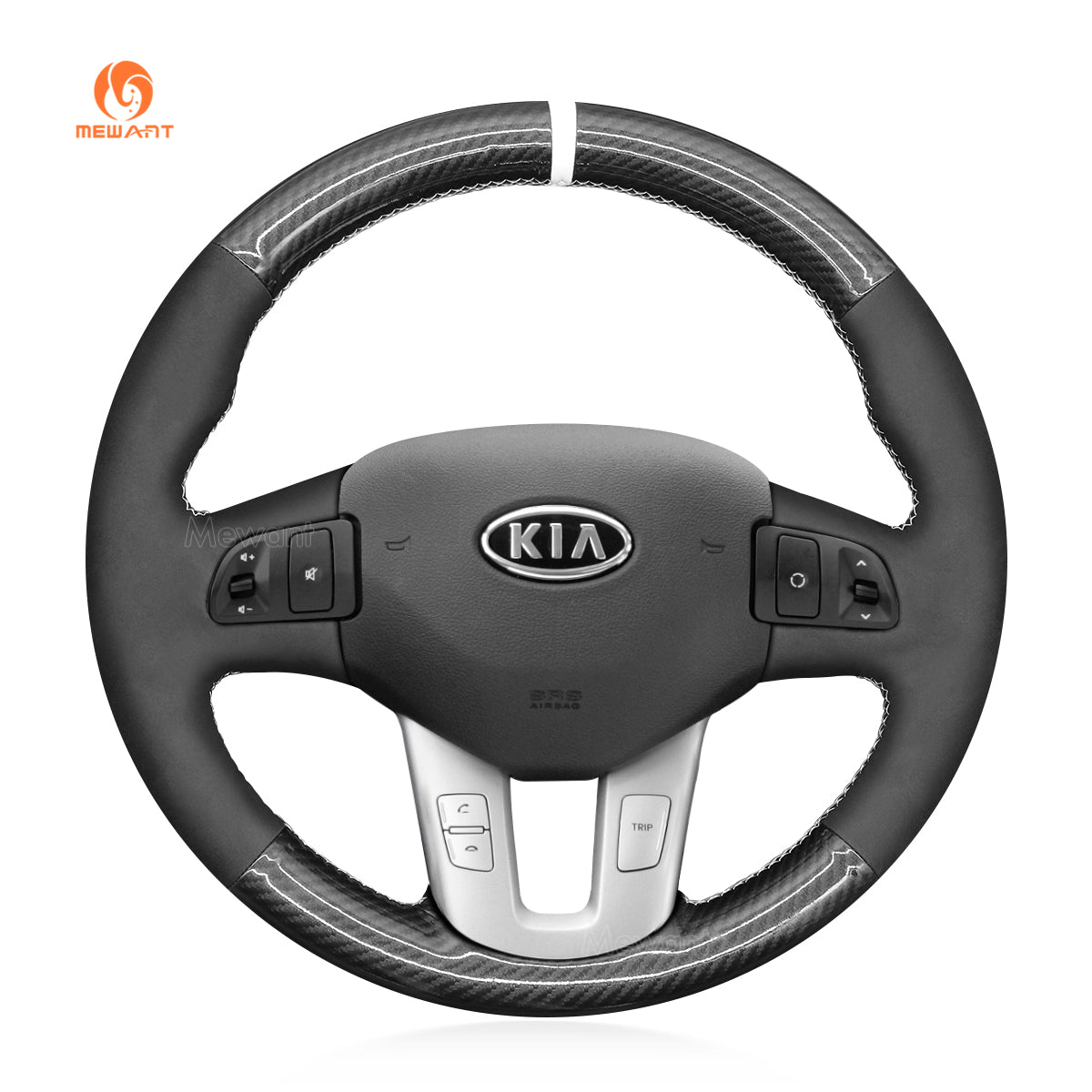 MEWANT Hand Stitch Car Steering Wheel Cover for Kia Sportage 3 / Ceed Cee'd / Proceed Pro ceed - Alcantara, Leather, Carbon Fiber, Easy Install, Non - Slip, Best Steering Wheel Cover