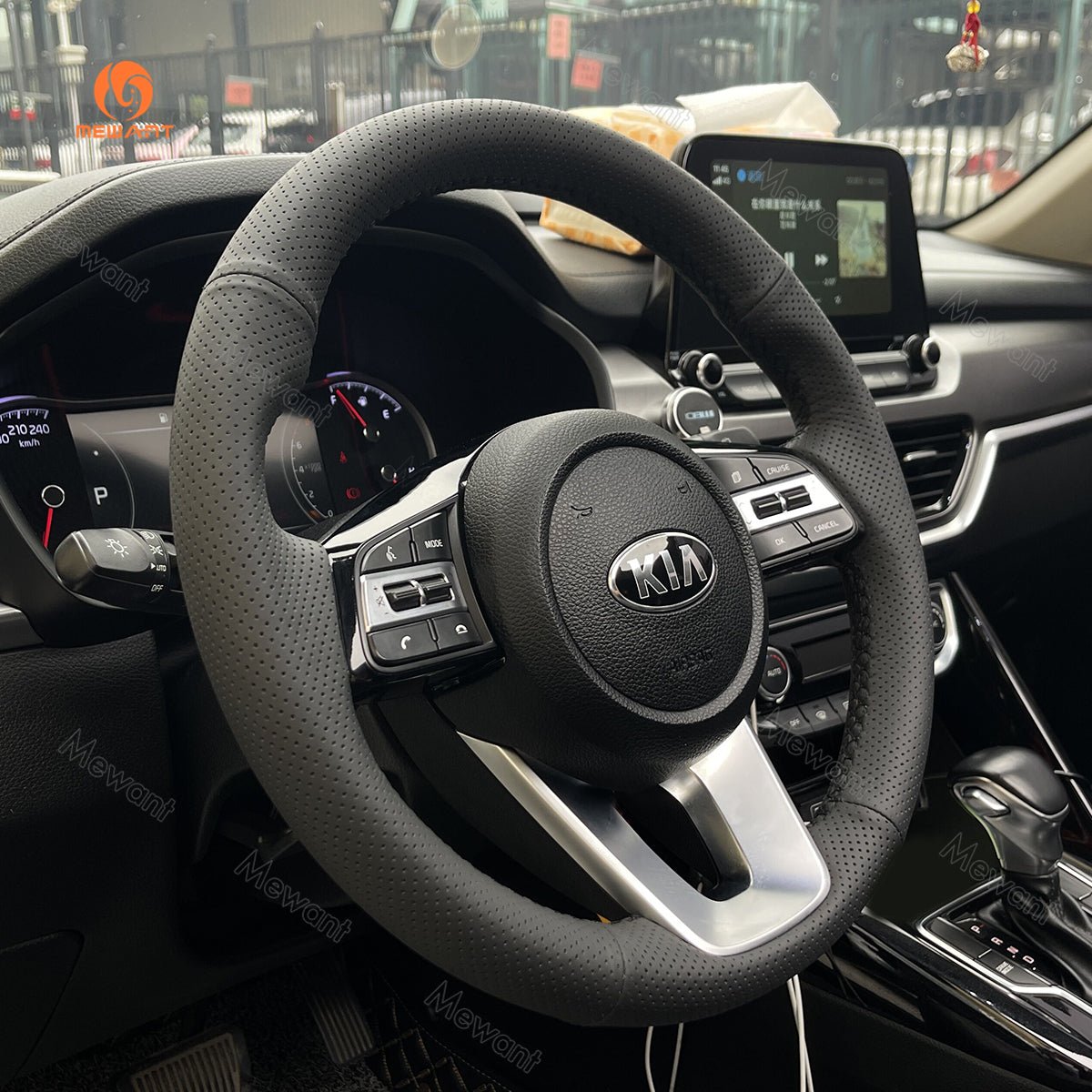 MEWANT Hand Stitch Car Steering Wheel Cover for Kia Sportage 4 2018 - 2021 / Ceed Cee'd 3 2018 - 2022 / Proceed (Pro Ceed) 2018 - 2022 / Xceed 2019 - 2022 / Optima 5 2018 - 2021 - Mewant Cover