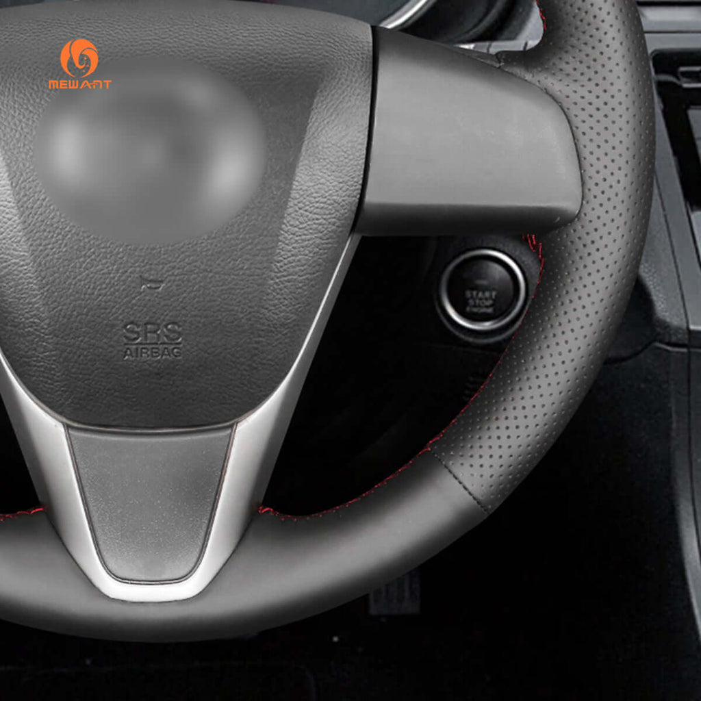 MEWANT Hand Stitch Car Steering Wheel Cover for Mazda 3 Axela 2 Mazda 5 Mazda 6 CX - 7 CX - 9 MAZDASPEED3 (US) - Alcantara, Leather, Carbon Fiber, Easy Install, Non - Slip, Best Steering Wheel Cover