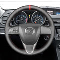 MEWANT Hand Stitch Car Steering Wheel Cover for Mazda 3 Axela 2 Mazda 5 Mazda 6 CX - 7 CX - 9 MAZDASPEED3 (US) - Alcantara, Leather, Carbon Fiber, Easy Install, Non - Slip, Best Steering Wheel Cover