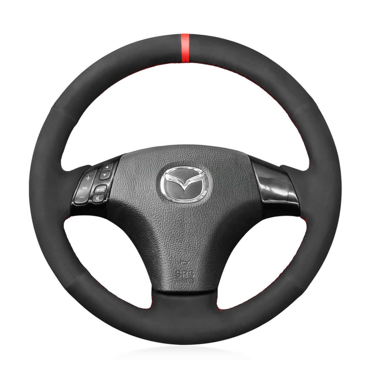MEWANT Hand Stitch Car Steering Wheel Cover for Mazda 3 Axela Mazda 5 Mazda 6 Atenza Mazda MPV 2003 - 2010 - Alcantara, Leather, Carbon Fiber, Easy Install, Non - Slip, Best Steering Wheel Cover