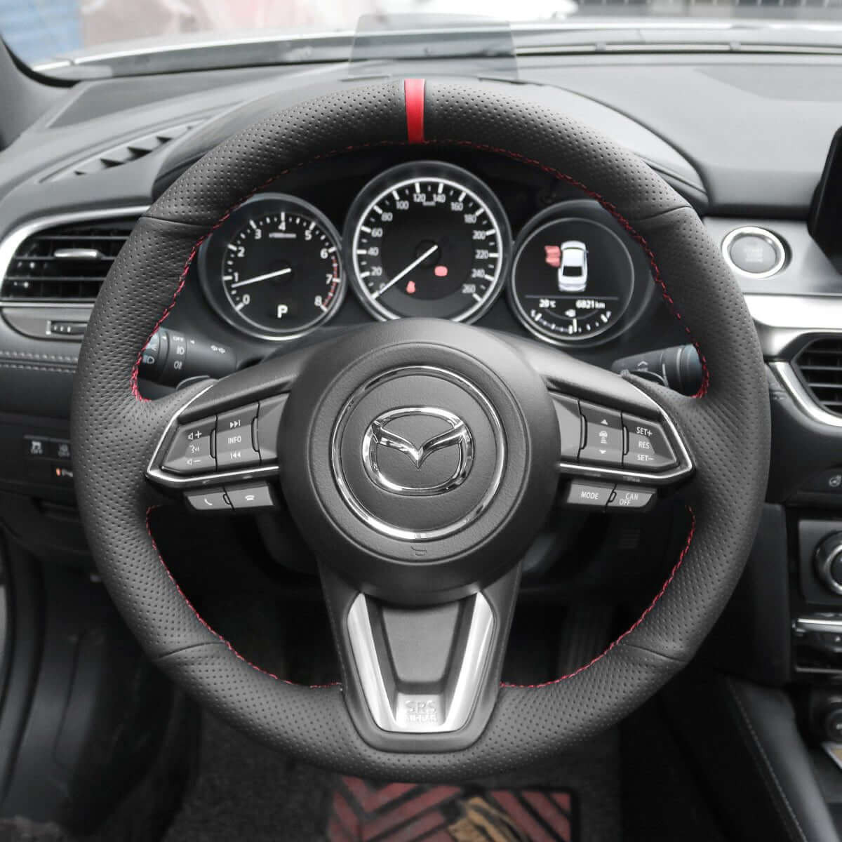 MEWANT Hand Stitch Car Steering Wheel Cover for Mazda 3 Axela / Mazda 6 Atenza / CX - 3 / CX - 5 / CX - 9 / for Toyota Yaris - Alcantara, Leather, Carbon Fiber, Easy Install, Non - Slip, Best Steering Wheel Cover