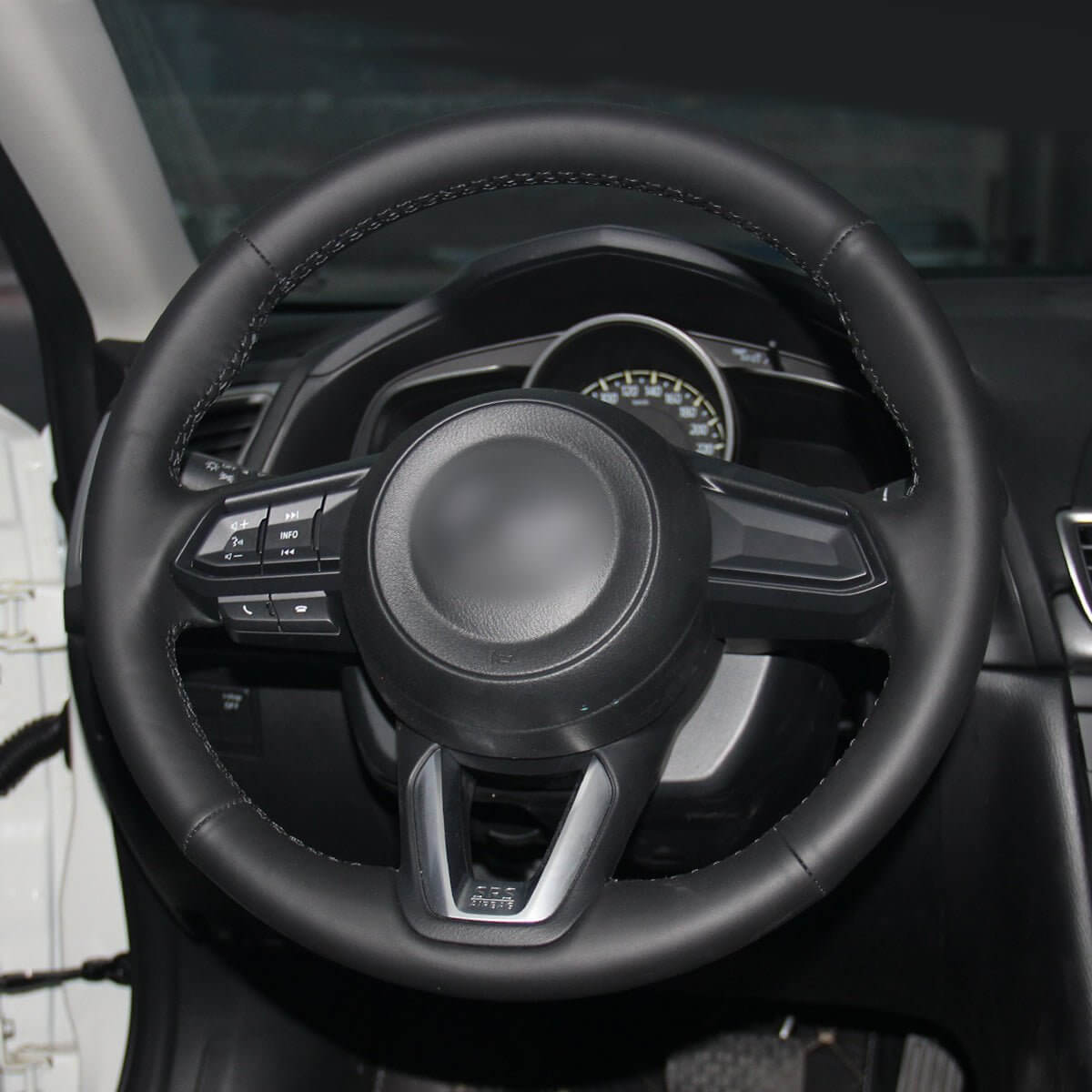 MEWANT Hand Stitch Car Steering Wheel Cover for Mazda 3 Axela / Mazda 6 Atenza / CX - 3 / CX - 5 / CX - 9 / for Toyota Yaris - Alcantara, Leather, Carbon Fiber, Easy Install, Non - Slip, Best Steering Wheel Cover