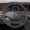 MEWANT Hand Stitch Car Steering Wheel Cover for Mercedes Benz CL - Class C216 2007 - 2010 / S - Class W221 2007 - 2009 - Alcantara, Leather, Carbon Fiber, Easy Install, Non - Slip, Best Steering Wheel Cover