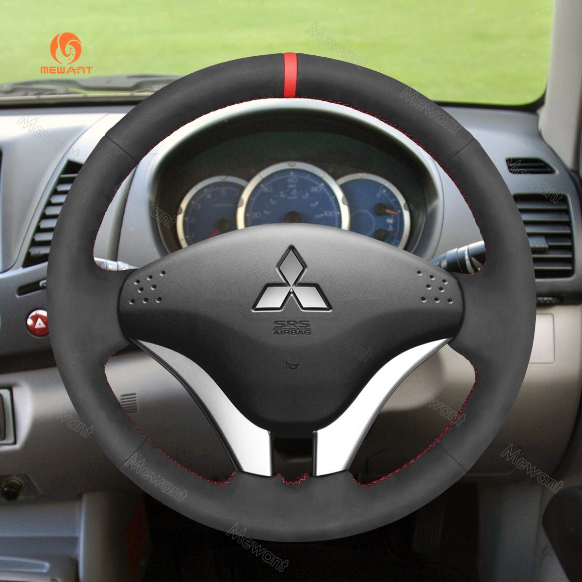 MEWANT Hand Stitch Car Steering Wheel Cover for Mitsubishi L200 2006 - 2015 / Triton 2006 - 2012 - Mewant Cover