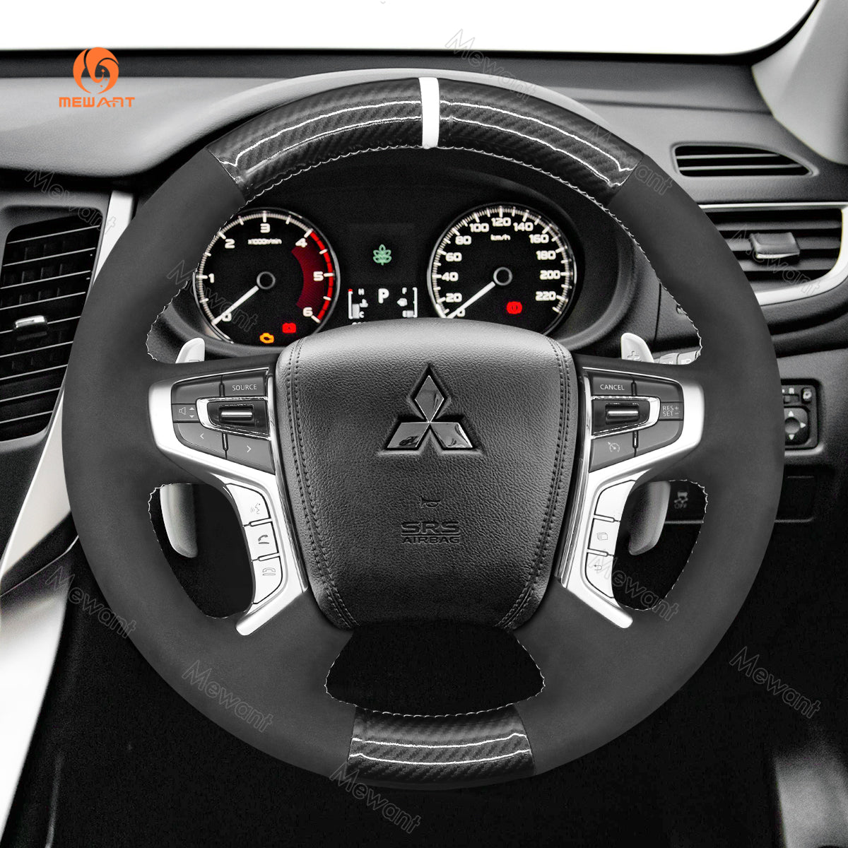 MEWANT Hand Stitch Car Steering Wheel Cover for Mitsubishi L200 2017 - 2022 / Outlander (PHEV) 2016 - 2021 - Mewant Cover