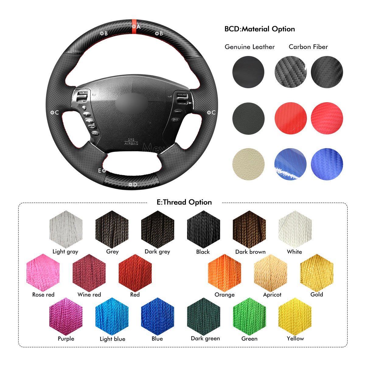 MEWANT Hand Stitch Car Steering Wheel Cover for Nissan Fuga Cima 2002 - 2008 - Mewant Cover