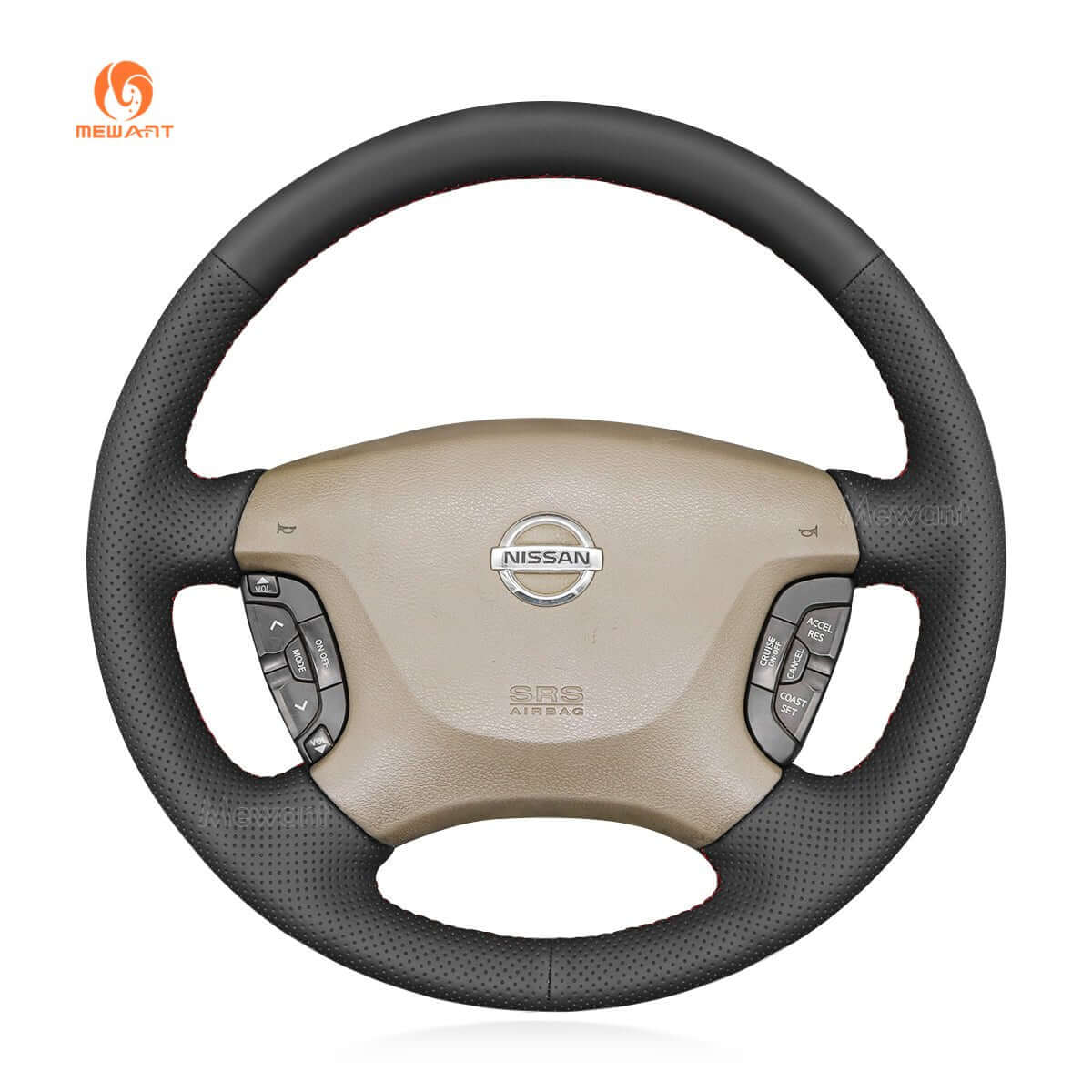 MEWANT Hand Stitch Car Steering Wheel Cover for Nissan Patrol Y61 1997 - 2014/Nissan Maxima 2000 - 2003 - Alcantara, Leather, Carbon Fiber, Easy Install, Non - Slip, Best Steering Wheel Cover