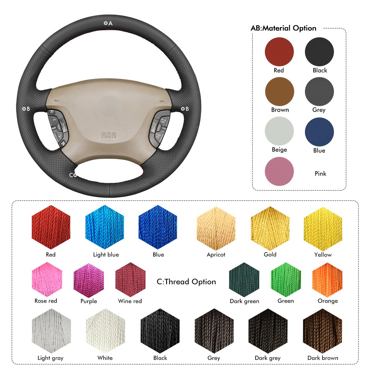 MEWANT Hand Stitch Car Steering Wheel Cover for Nissan Patrol Y61 1997 - 2014/Nissan Maxima 2000 - 2003 - Mewant Cover