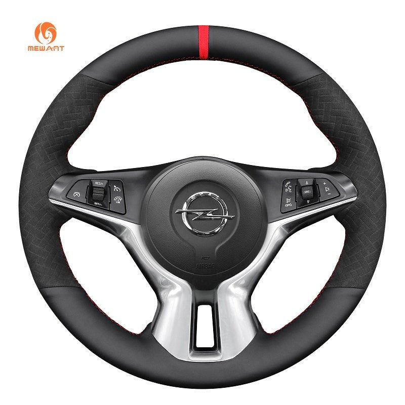 MEWANT Hand Stitch Car Steering Wheel Cover for Opel Adam 2012 - 2020 - Alcantara, Leather, Carbon Fiber, Easy Install, Non - Slip, Best Steering Wheel Cover