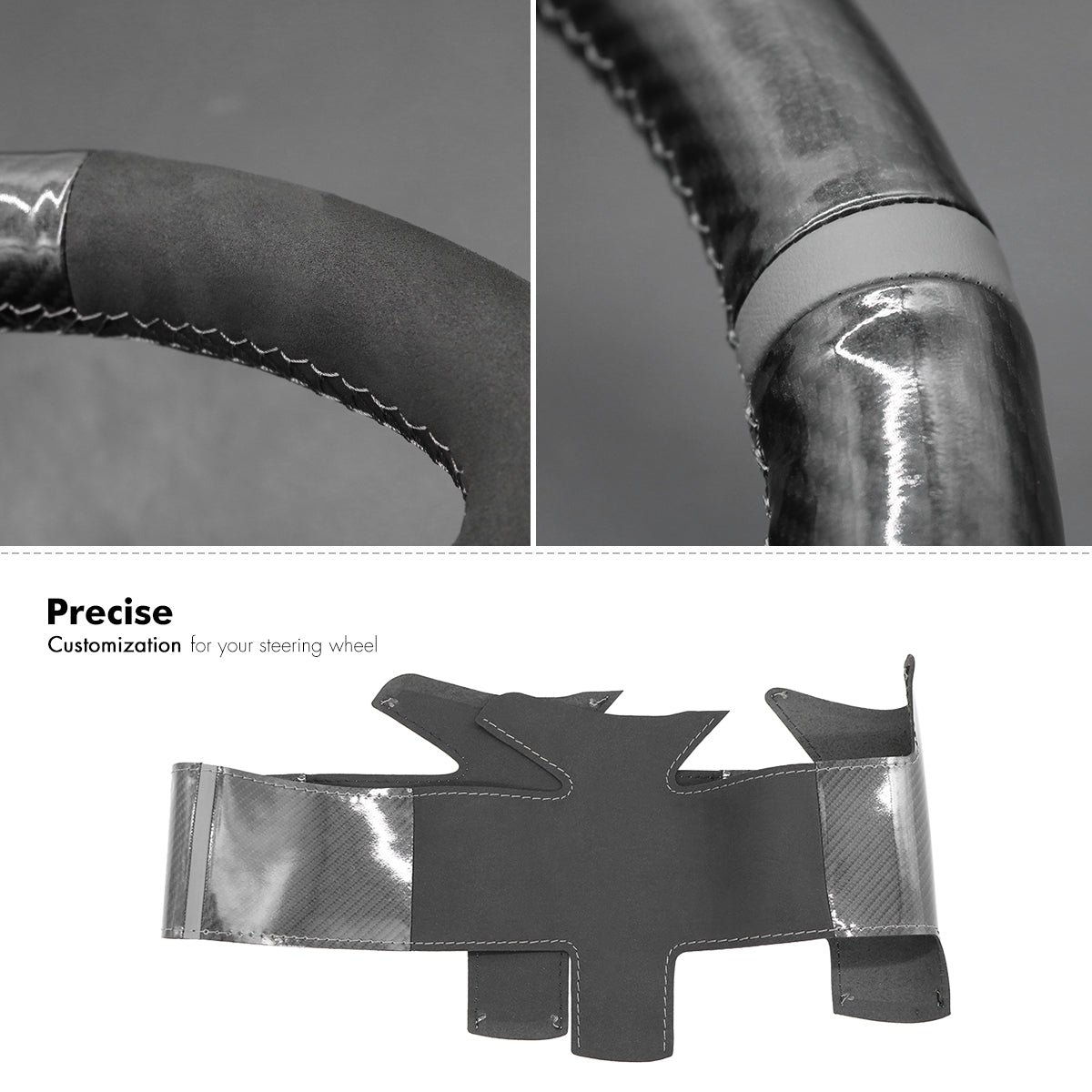 MEWANT Hand Stitch Car Steering Wheel Cover for Peugeot 206 2001 - 2009 / 206 SW 2002 - 2007 - Alcantara, Leather, Carbon Fiber, Easy Install, Non - Slip, Best Steering Wheel Cover