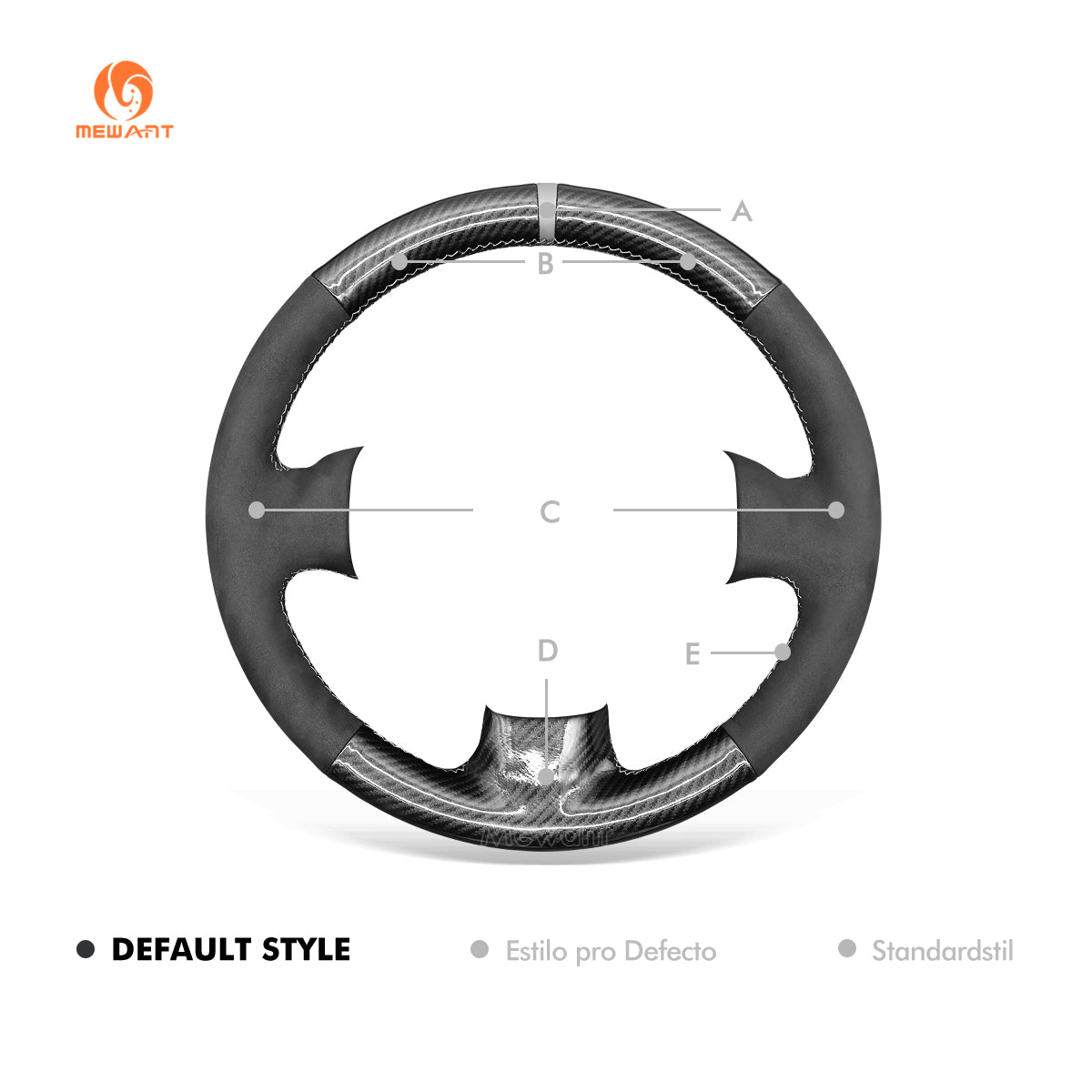 MEWANT Hand Stitch Car Steering Wheel Cover for Peugeot 206 2001 - 2009 / 206 SW 2002 - 2007 - Alcantara, Leather, Carbon Fiber, Easy Install, Non - Slip, Best Steering Wheel Cover