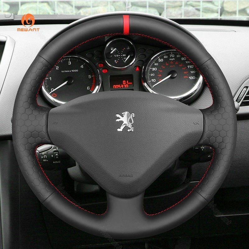 MEWANT Hand Stitch Car Steering Wheel Cover for Peugeot 206(plus) 207 (CC SW) Expert Partner / for Citreon Berlingo Jumpy / for Fiat Scudo - Alcantara, Leather, Carbon Fiber, Easy Install, Non - Slip, Best Steering Wheel Cover