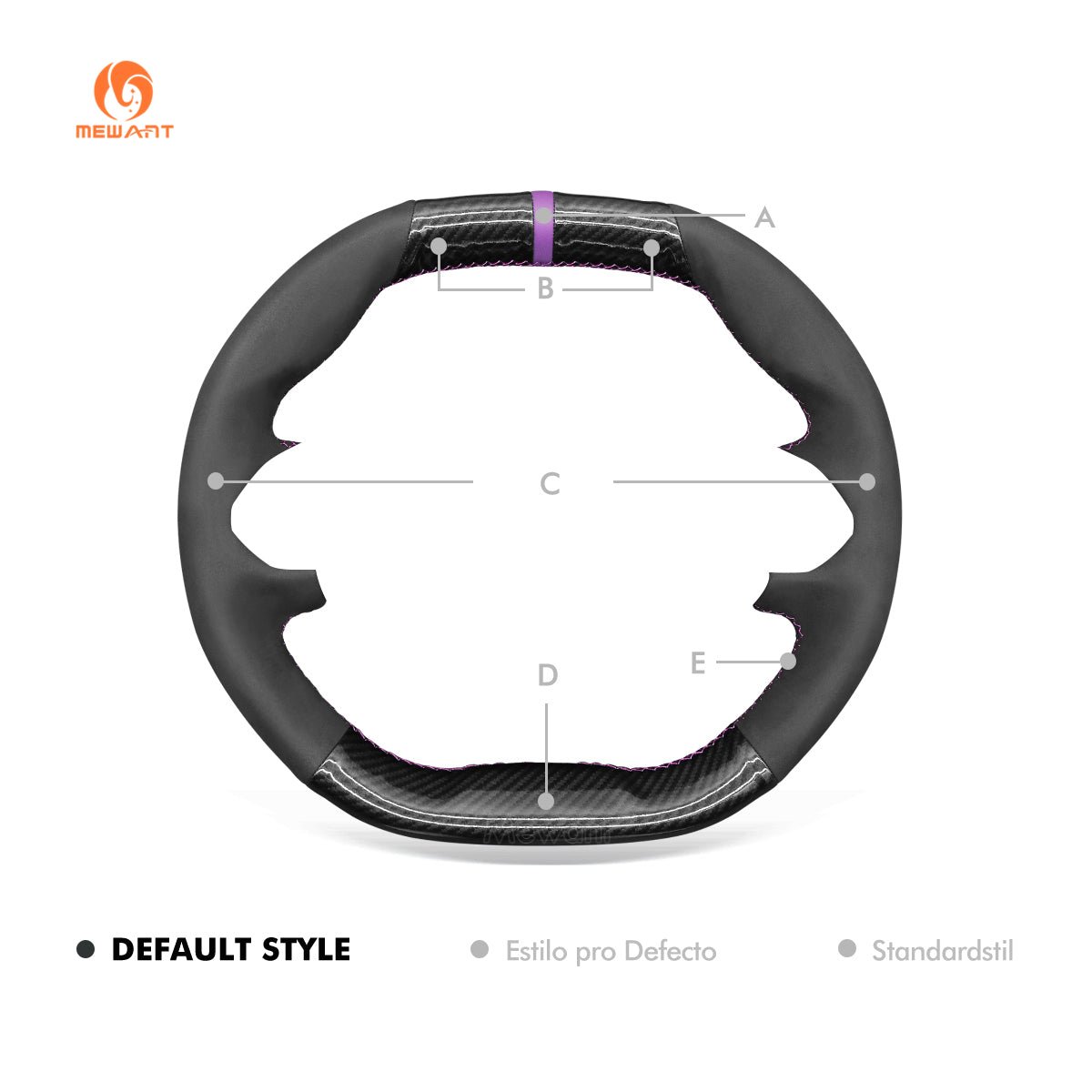 MEWANT Hand Stitch Car Steering Wheel Cover for Peugeot 208 308 (SW) 2008 3008 508 508 SW 5008 Partner Rifter - Alcantara, Leather, Carbon Fiber, Easy Install, Non - Slip, Best Steering Wheel Cover