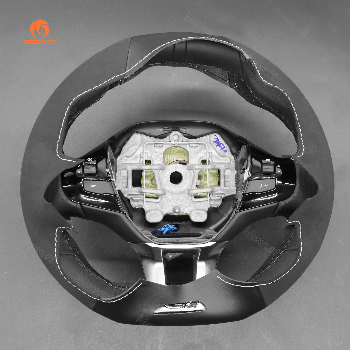 MEWANT Hand Stitch Car Steering Wheel Cover for Peugeot 208 (GTi/GT Line/GT) / 308 (GT/GTi/GT Line) / 308 SW (GT/GT Line) / 2008 (GT Line) - Alcantara, Leather, Carbon Fiber, Easy Install, Non - Slip, Best Steering Wheel Cover