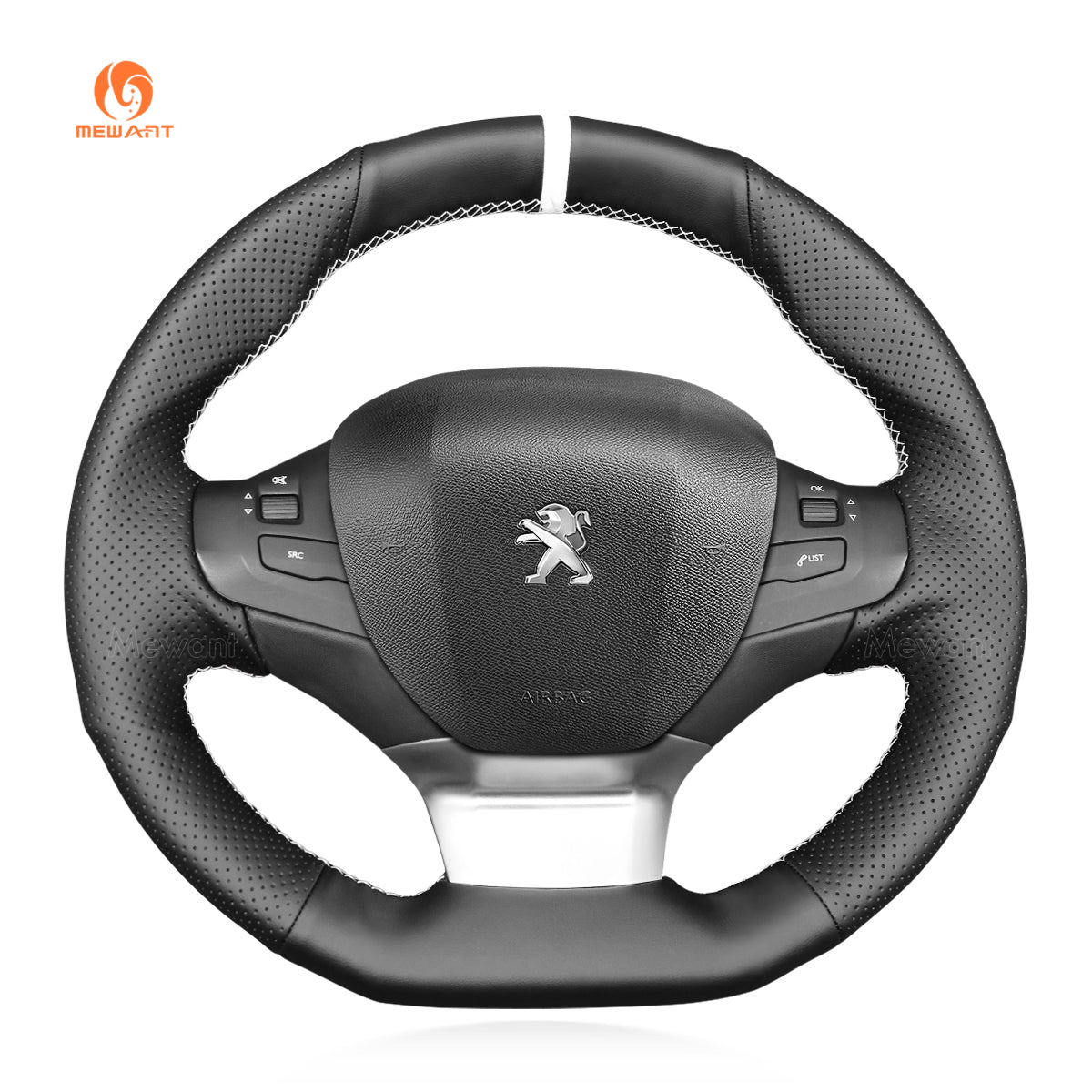 MEWANT Hand Stitch Car Steering Wheel Cover for Peugeot 308 2013 - 2021 / 308 SW 2014 - 2021 - Mewant Cover