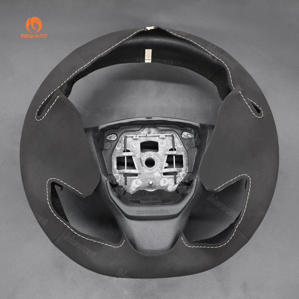 MEWANT Hand Stitch Car Steering Wheel Cover for Peugeot Expert Traveller / for Citreon Jumpy Spacetourer / for Fiat Scudo 2022 - Alcantara, Leather, Carbon Fiber, Easy Install, Non - Slip, Best Steering Wheel Cover