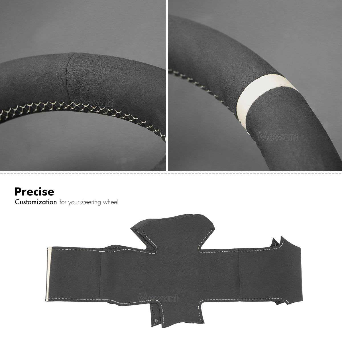 MEWANT Hand Stitch Car Steering Wheel Cover for Peugeot Expert Traveller / for Citreon Jumpy Spacetourer / for Fiat Scudo 2022 - Alcantara, Leather, Carbon Fiber, Easy Install, Non - Slip, Best Steering Wheel Cover