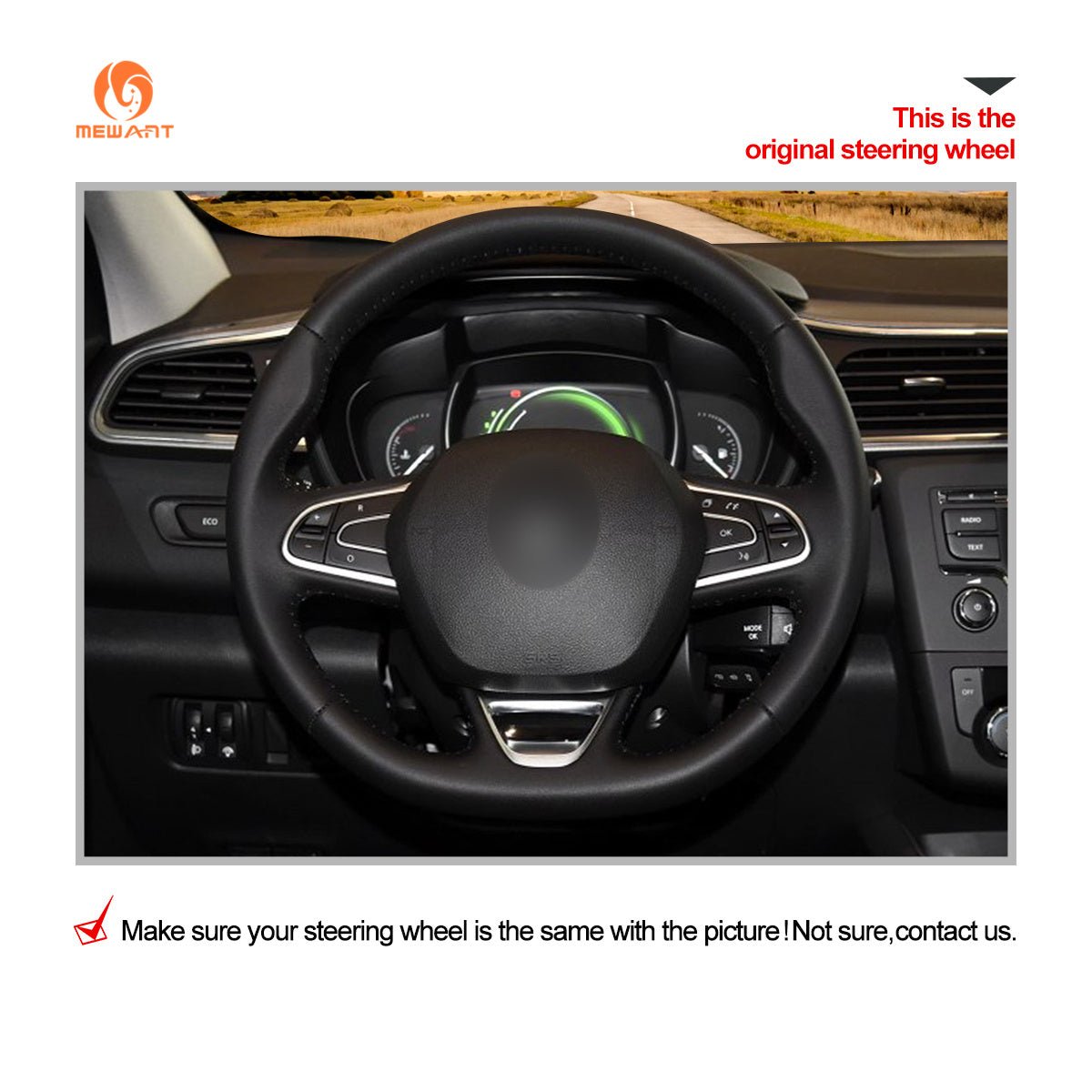 MEWANT Hand Stitch Car Steering Wheel Cover for Renault Kadjar Koleos Megane Talisman Scenic Espace - Mewant Cover