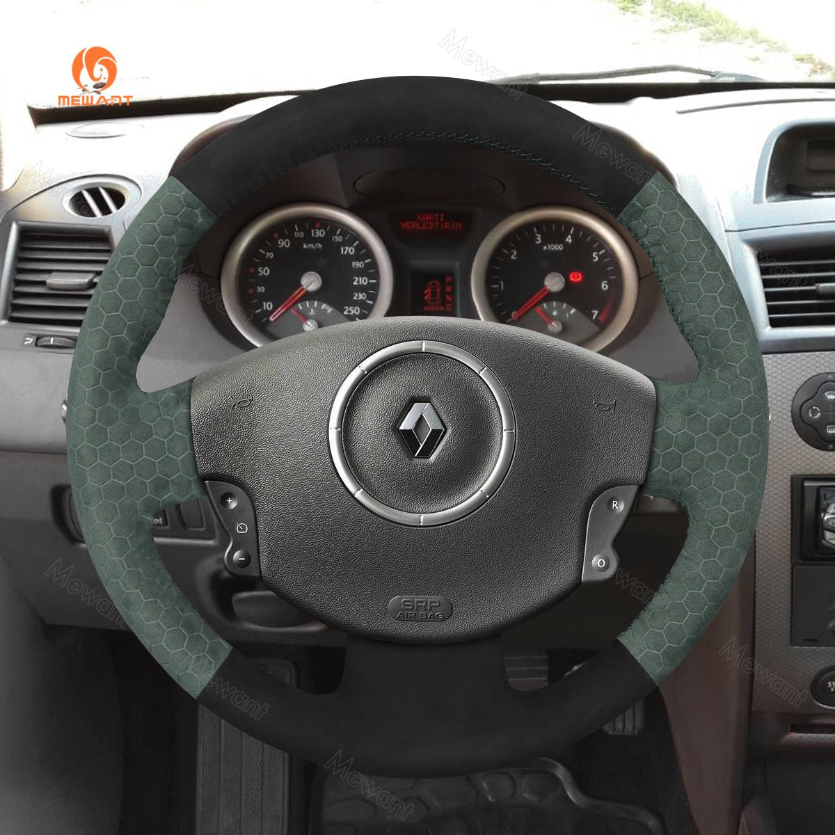 MEWANT Hand Stitch Car Steering Wheel Cover for Renault Megane Scenic2 (Grand Scenic) Kangoo - Mewant Cover