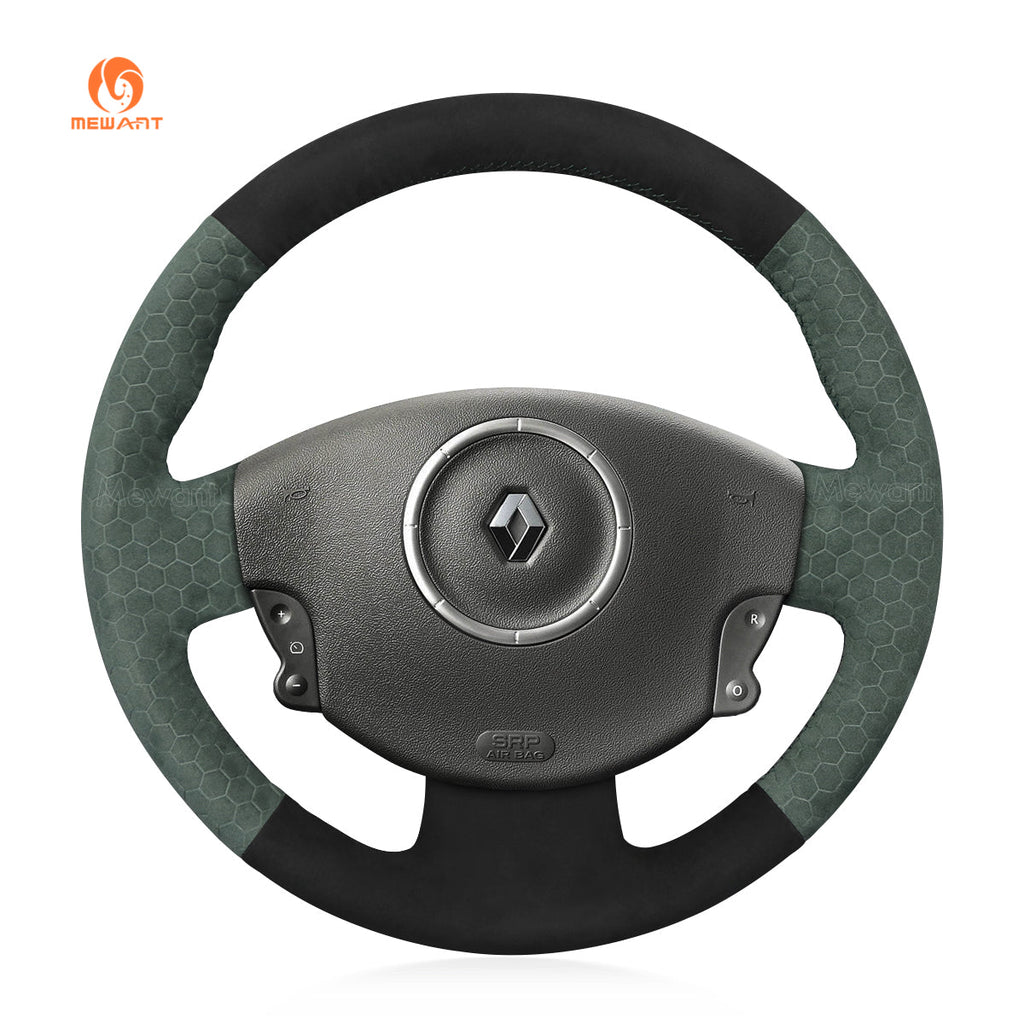 MEWANT Hand Stitch Car Steering Wheel Cover for Renault Megane Scenic2 (Grand Scenic) Kangoo - Alcantara, Leather, Carbon Fiber, Easy Install, Non - Slip, Best Steering Wheel Cover