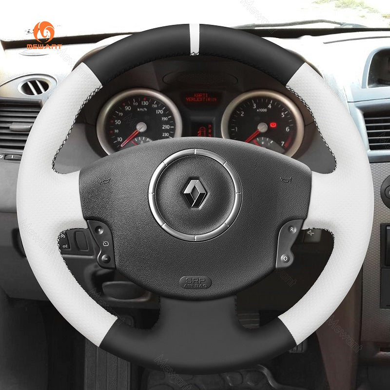MEWANT Hand Stitch Car Steering Wheel Cover for Renault Megane Scenic2 (Grand Scenic) Kangoo - Alcantara, Leather, Carbon Fiber, Easy Install, Non - Slip, Best Steering Wheel Cover
