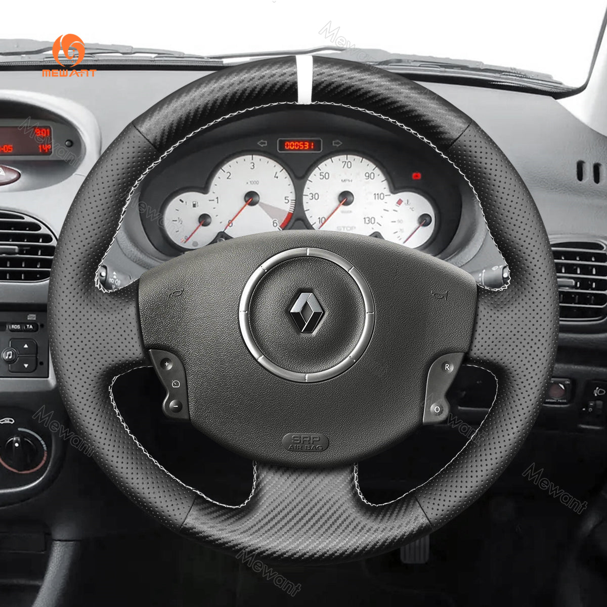 MEWANT Hand Stitch Car Steering Wheel Cover for Renault Megane Scenic2 (Grand Scenic) Kangoo - Mewant Cover