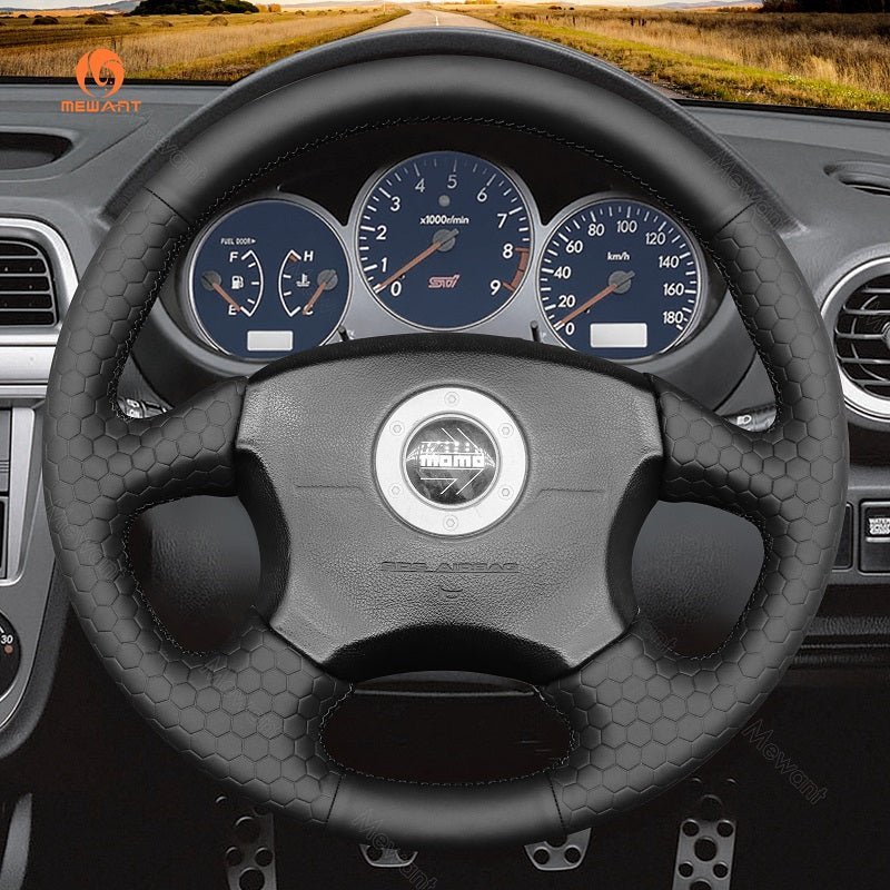 MEWANT Hand Stitch Car Steering Wheel Cover for Subaru Impreza WRX 2002 - 2004 - Alcantara, Leather, Carbon Fiber, Easy Install, Non - Slip, Best Steering Wheel Cover