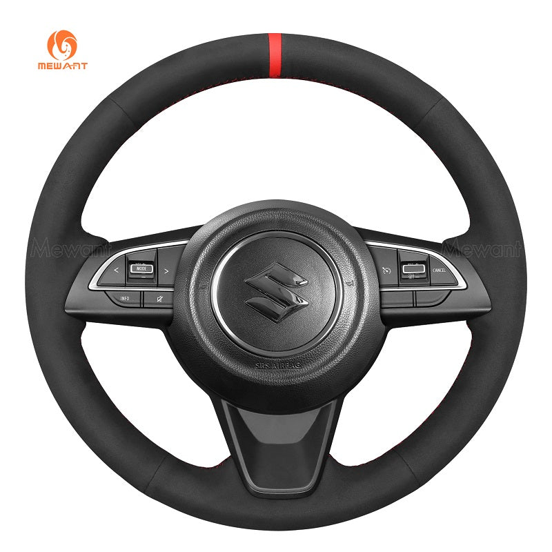 MEWANT Hand Stitch Car Steering Wheel Cover for Suzuki Jimny 2019 - 2021 - Alcantara, Leather, Carbon Fiber, Easy Install, Non - Slip, Best Steering Wheel Cover