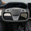MEWANT Hand Stitch Car Steering Wheel Cover for Tesla Yoke Model S 2021 - 2023 / Model X 2021 - 2023 - Alcantara, Leather, Carbon Fiber, Easy Install, Non - Slip, Best Steering Wheel Cover