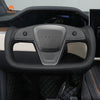 MEWANT Hand Stitch Car Steering Wheel Cover for Tesla Yoke Model S 2021 - 2023 / Model X 2021 - 2023 - Alcantara, Leather, Carbon Fiber, Easy Install, Non - Slip, Best Steering Wheel Cover