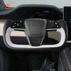 MEWANT Hand Stitch Car Steering Wheel Cover for Tesla Yoke Model S 2021 - 2023 / Model X 2021 - 2023 - Alcantara, Leather, Carbon Fiber, Easy Install, Non - Slip, Best Steering Wheel Cover
