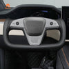 MEWANT Hand Stitch Car Steering Wheel Cover for Tesla Yoke Model S 2021 - 2023 / Model X 2021 - 2023 - Alcantara, Leather, Carbon Fiber, Easy Install, Non - Slip, Best Steering Wheel Cover