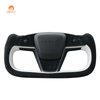 MEWANT Hand Stitch Car Steering Wheel Cover for Tesla Yoke Model S 2021 - 2023 / Model X 2021 - 2023 - Alcantara, Leather, Carbon Fiber, Easy Install, Non - Slip, Best Steering Wheel Cover