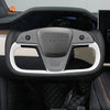 MEWANT Hand Stitch Car Steering Wheel Cover for Tesla Yoke Model S 2021 - 2023 / Model X 2021 - 2023 - Alcantara, Leather, Carbon Fiber, Easy Install, Non - Slip, Best Steering Wheel Cover