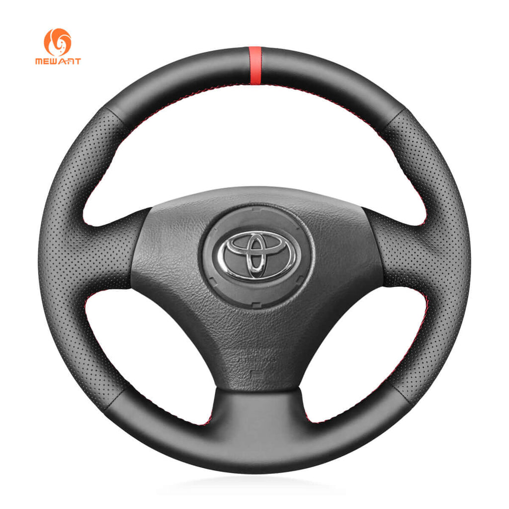 MEWANT Hand Stitch Car Steering Wheel Cover for Toyota Corolla (Verso) 2002 - 2004 / Yaris (Verso) 1999 - 2005 - Alcantara, Leather, Carbon Fiber, Easy Install, Non - Slip, Best Steering Wheel Cover