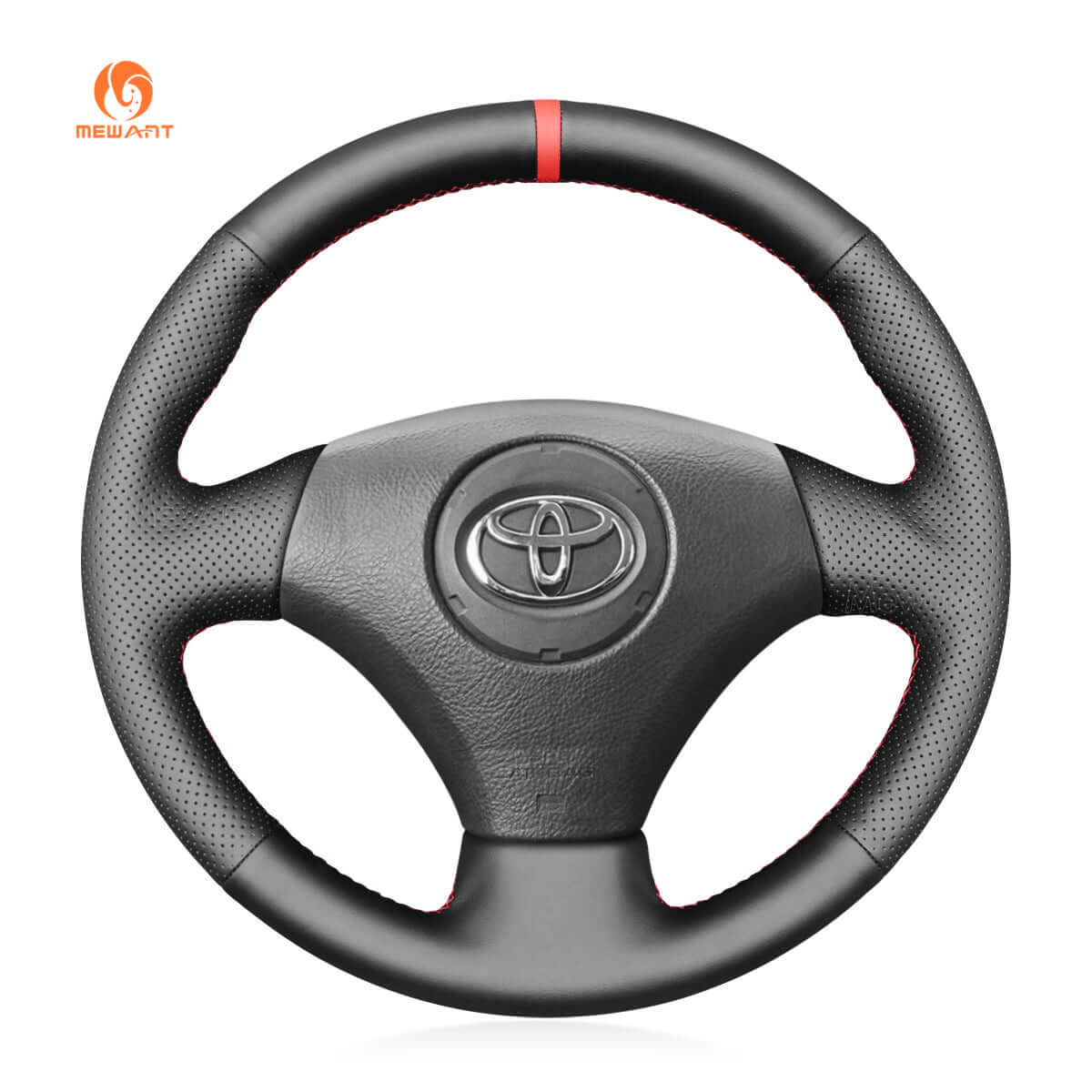 MEWANT Hand Stitch Car Steering Wheel Cover for Toyota Corolla (Verso) 2002 - 2004 / Yaris (Verso) 1999 - 2005 - Alcantara, Leather, Carbon Fiber, Easy Install, Non - Slip, Best Steering Wheel Cover