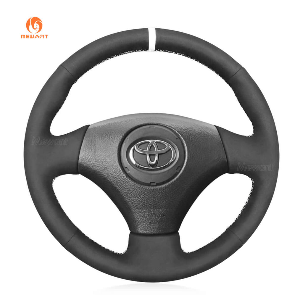 MEWANT Hand Stitch Car Steering Wheel Cover for Toyota Corolla (Verso) 2002 - 2004 / Yaris (Verso) 1999 - 2005 - Alcantara, Leather, Carbon Fiber, Easy Install, Non - Slip, Best Steering Wheel Cover