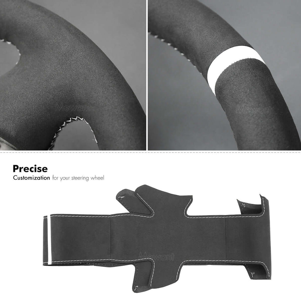 MEWANT Hand Stitch Car Steering Wheel Cover for Toyota Corolla (Verso) 2002 - 2004 / Yaris (Verso) 1999 - 2005 - Alcantara, Leather, Carbon Fiber, Easy Install, Non - Slip, Best Steering Wheel Cover