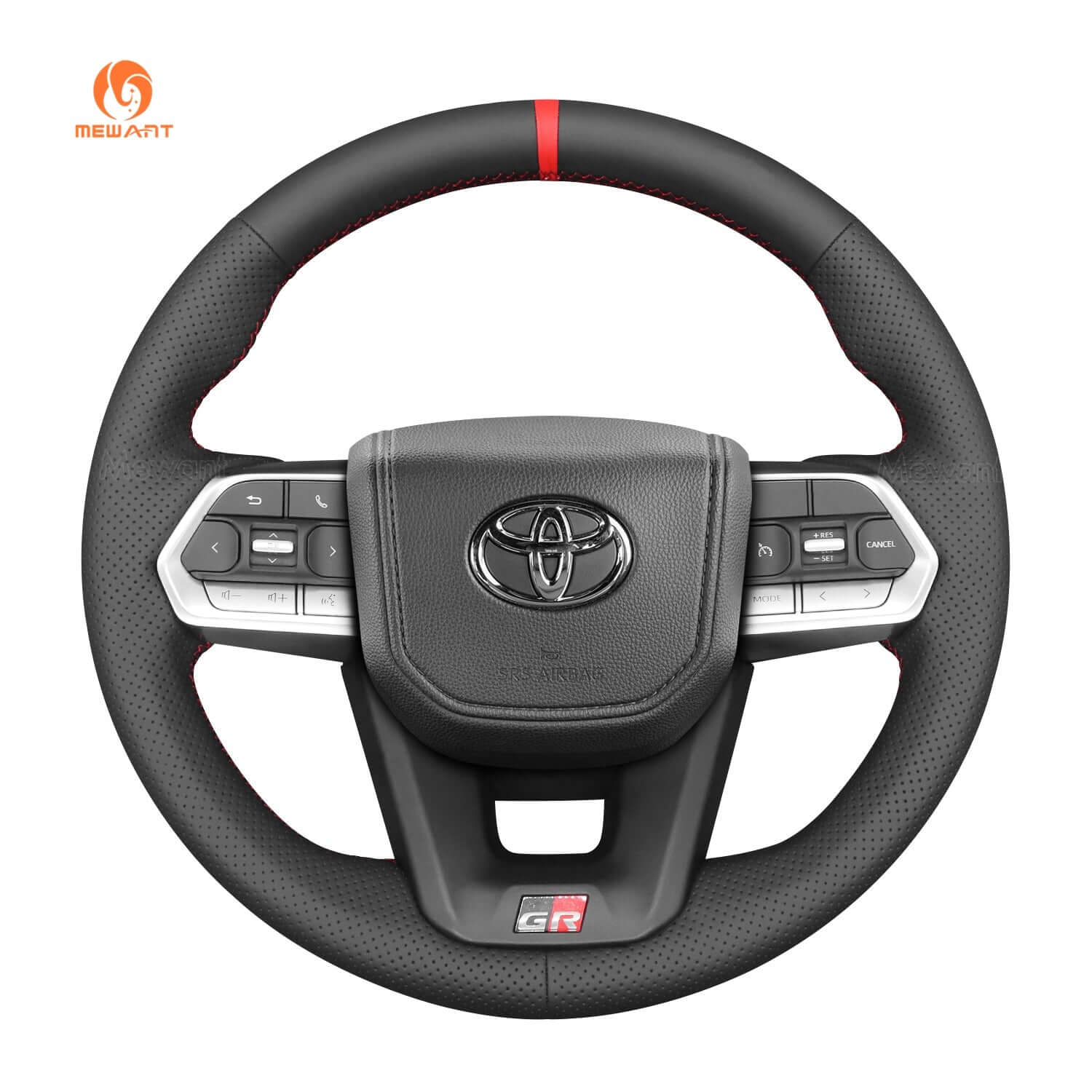 MEWANT Hand Stitch Car Steering Wheel Cover for Toyota Land Cruiser 300 GR Sport - Alcantara, Leather, Carbon Fiber, Easy Install, Non - Slip, Best Steering Wheel Cover