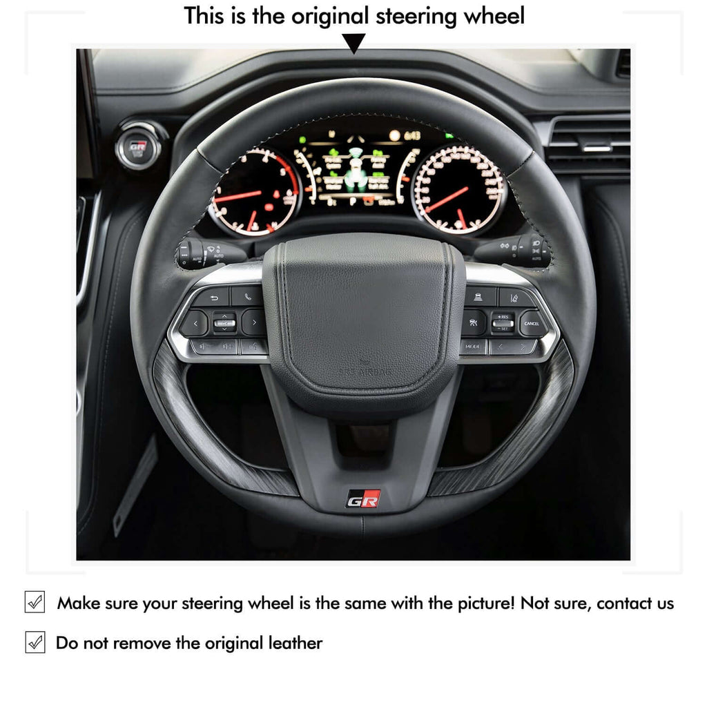 MEWANT Hand Stitch Car Steering Wheel Cover for Toyota Land Cruiser 300 GR Sport - Alcantara, Leather, Carbon Fiber, Easy Install, Non - Slip, Best Steering Wheel Cover