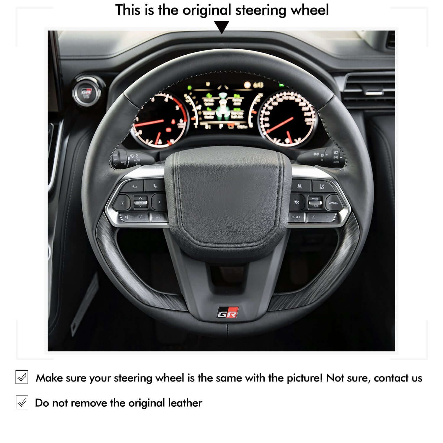 MEWANT Hand Stitch Car Steering Wheel Cover for Toyota Land Cruiser 300 GR Sport - Alcantara, Leather, Carbon Fiber, Easy Install, Non - Slip, Best Steering Wheel Cover
