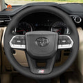 MEWANT Hand Stitch Car Steering Wheel Cover for Toyota Land Cruiser 300 GR Sport - Alcantara, Leather, Carbon Fiber, Easy Install, Non - Slip, Best Steering Wheel Cover
