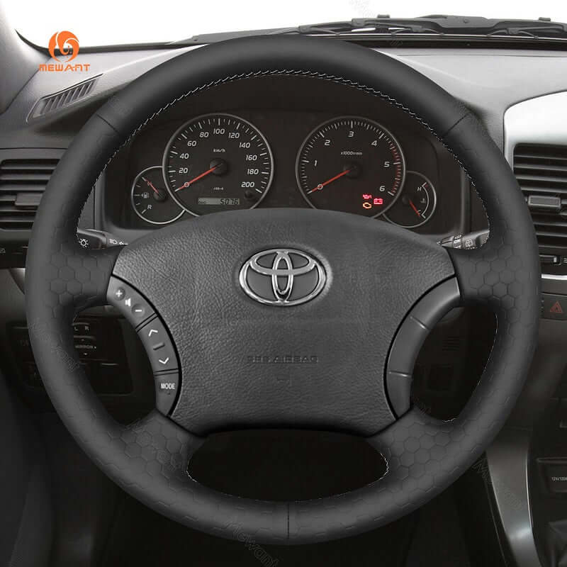 MEWANT Hand Stitch Car Steering Wheel Cover for Toyota Land Cruiser Prado Camry Kluger 2003 - 2011 - Alcantara, Leather, Carbon Fiber, Easy Install, Non - Slip, Best Steering Wheel Cover